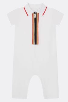 Burberry Kids Baby Unisex Cotton Polo Shortie In White