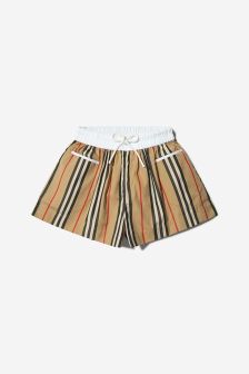 Burberry Kids Girls Icon Stripe Cotton Poplin Shorts