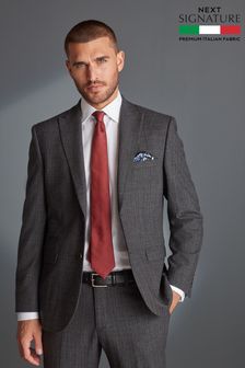 Grey Tailored Fit Signature Tollegno Wool Check Suit (U11171) | £150