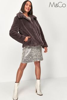 M&Co Brown Short Faux Fur Jacket