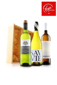 Virgin Wines Luxurious White Trio in Wooden Gift Box