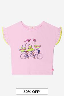 Billie Blush Girls Pink Cotton Surfer Seagulls T-Shirt