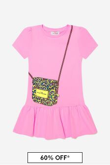 Marc Jacobs Girls Cotton Bag Print Dress in Pink