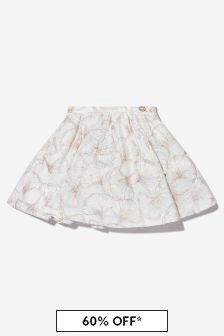 ELIE SAAB Girls Brocade Flower Skirt in White