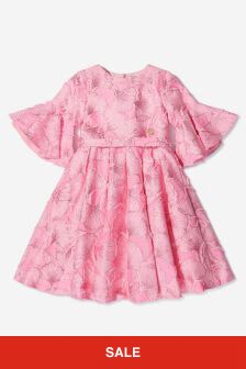 ELIE SAAB Girls Brocade Flower Dress in Pink