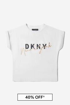DKNY Girls Organic Cotton Jersey T-Shirt in White