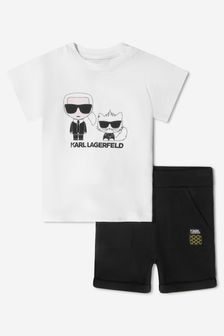Karl Lagerfeld Baby Boys Cotton T-Shirt And Shorts Set in White