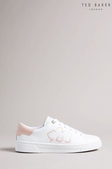 Ted Baker White Pink Tarliah Magnolia Flower Placement Cupsole Trainers