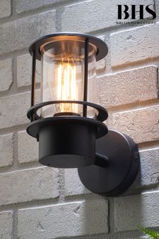 BHS Black Leonis Miners Style Wall Lantern Outdoor Light
