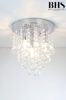 BHS Silver Celeste 4 Light Flush Indoor and Bathroom Ceiling Light (U14663) | £65