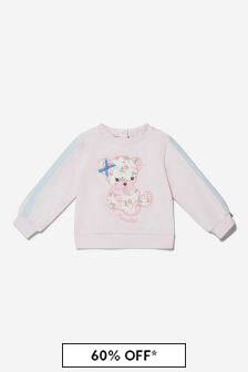 Monnalisa Baby Girls Cotton Branded Sweatshirt in Pink