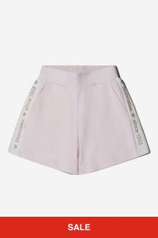Monnalisa Girls Cotton Logo Trim Shorts in Pink