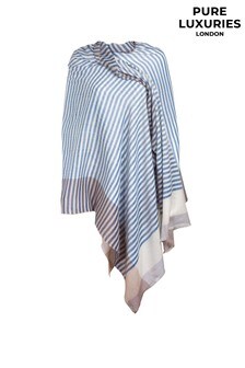 Pure Luxuries London Blue Accent Cashmere & Merino Wool Throw