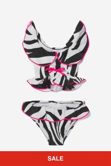 Nessi Byrd Girls Zebra Print Mariana Bikini in White