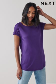 Purple Viscose Slouch Cap Sleeve T-Shirt (U15632) | £9.50