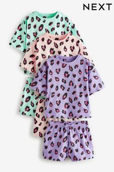 Turq/Pink/Lilac Animal Short Pyjamas 3 Pack (3-16yrs) (U15824) | £27 - £34