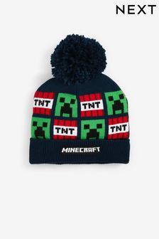 Minecraft Navy Blue License Knitted Pom Hat (3-16yrs) (U15838) | £11 - £14