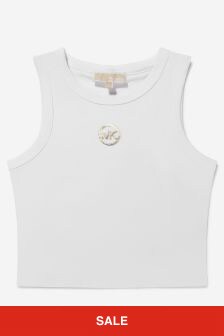 Michael Kors Girls Cotton Jersey Logo Tank Top in White
