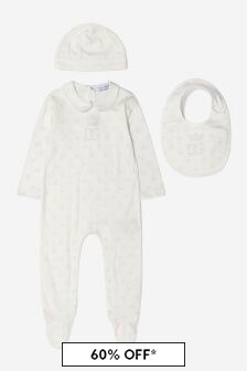 Dolce & Gabbana Kids Baby Unisex Cotton Babygrow Gift Set 3 Piece in White