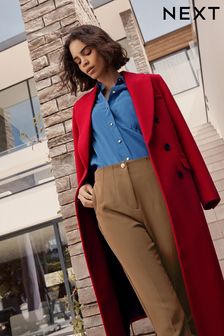 Red Double Breasted Revere Coat (U16478) | £85