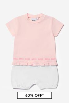 Boss Kidswear Baby Girls Organic Cotton Romper in Pink