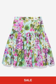 Dolce & Gabbana Kids Girls Cotton Bellflower Print Skirt in Purple