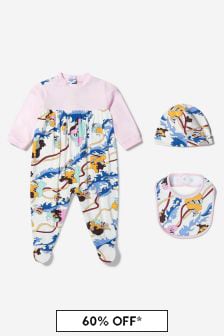 Emilio Pucci Baby Girls Cotton Babygrow 3 Piece Gift Set in Multicoloured