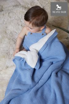 The Little Tailor Large Blue Plush Lined Blanket (U17374) | £45