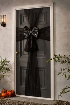 Black Halloween Door Bow