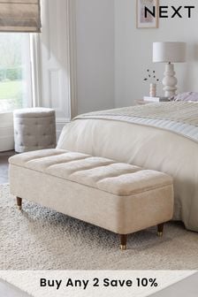 Soft Texture Light Natural Stella Upholstered Storage Ottoman Bench (U17538) | £235