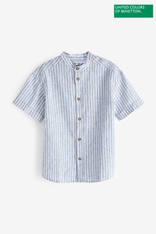 Benetton Blue Striped Short Sleeve Shirt