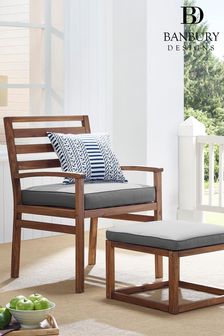 Banbury Designs Acacia Wood Outdoor Chair Ottoman