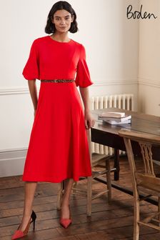 Boden Red Full Skirt Ponte Midi Dress