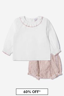 Paz Rodriguez Baby Girls Cotton Blouse And Bloomers Set in Pink