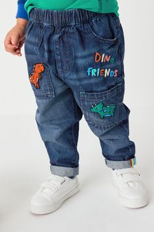 Indigo Blue Pull-On Dinosaur Jeans (3mths-7yrs) (U18400) | £14 - £16