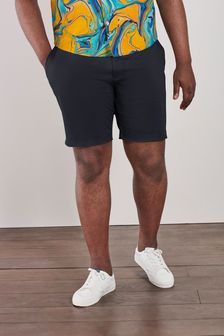 Navy Blue Straight Fit Plus Size Chino Shorts With Stretch (U18407) | £18