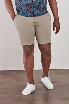 Stone Cream Straight Fit Plus Size Chino Shorts With Stretch (U18408) | £18