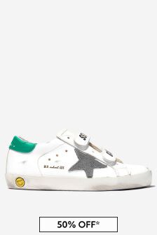 Golden Goose Kids Unisex Leather Suede Star Old School Trainers in White