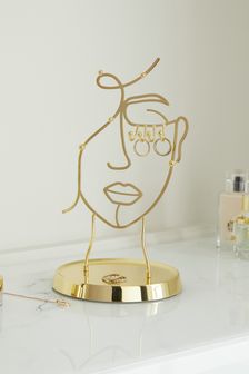 Gold Abstract Face Jewellery Tree Stand