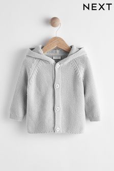 Light Grey Knitted Baby Bear Cardigan (U18958) | £12 - £14