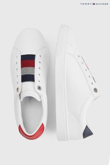 Tommy Hilfiger White Elastic Slip-On Trainers