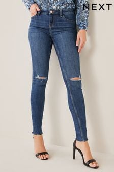 Dark Blue Ripped Skinny Jeans (U19675) | £26