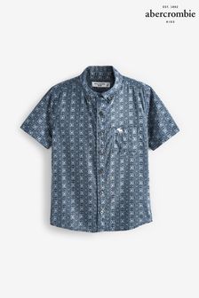 Abercrombie & Fitch Navy Long Sleeve Geo Print Shirt