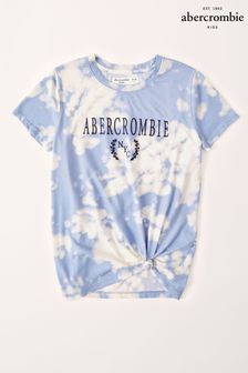 Abercrombie & Fitch Blue Logo Tie Dye Tie Front T-Shirt
