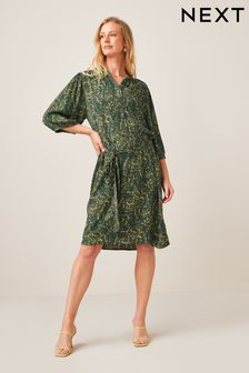 Green Floral V-Neck Mini Dress (U20020) | £26