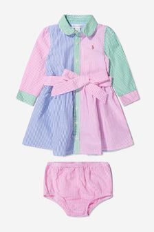 Ralph Lauren Kids Baby Girls Cotton Seersucker Shirt Dress in Multi