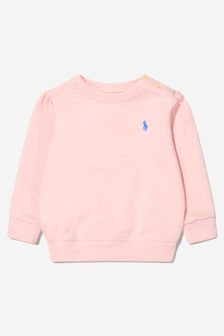 Ralph Lauren Kids Baby Girls Cotton Blend Fleece Sweatshirt in Pink