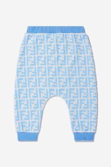 Fendi Kids Baby Unisex FF Logo Trousers in Blue