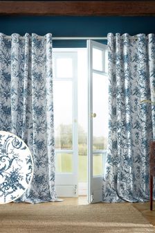 Midnight Blue Tuileries Lined  Eyelet Curtains
