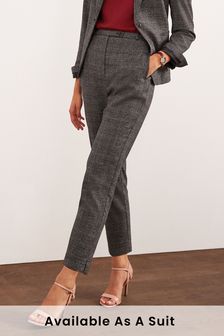 Grey Check Tailored High Waisted Slim Leg Trousers (U20922) | £35